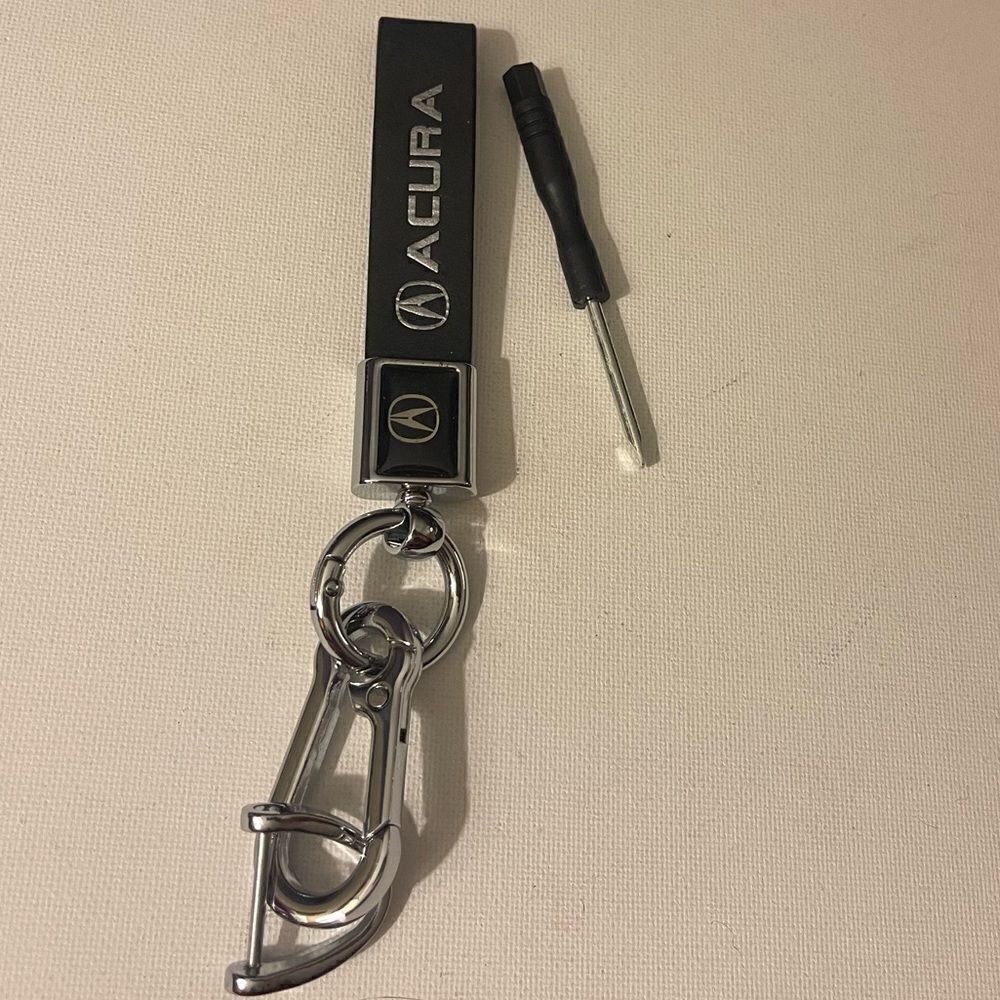 Acura key fob Keychain in black leather NWT